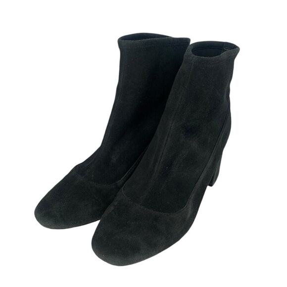 $270 COLE HAAN Laree Stretch Bootie BLACK SUEDE GOLD LOGO Size 7 - Picture 8 of 13